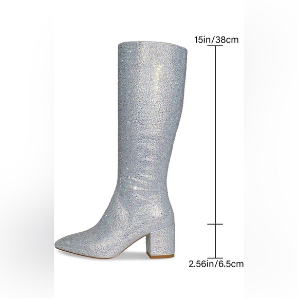 Wetkiss Silver Rhinestone Boots Size 7.5 Worn Once - Picture 6 of 7